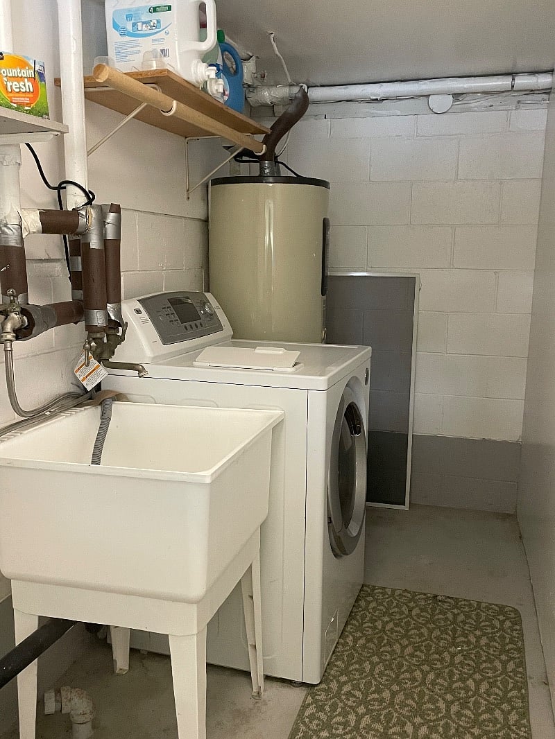 Laundry sink and High Efficiency washing machine.