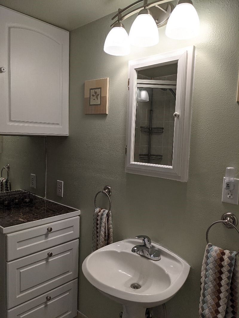 Bathroom storage drawers, upper cabinet and medicine cabinet