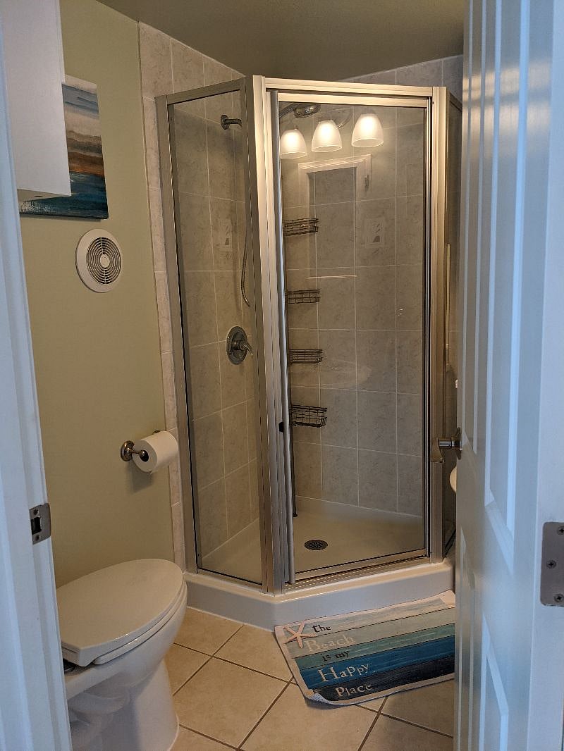 Tiled corner shower