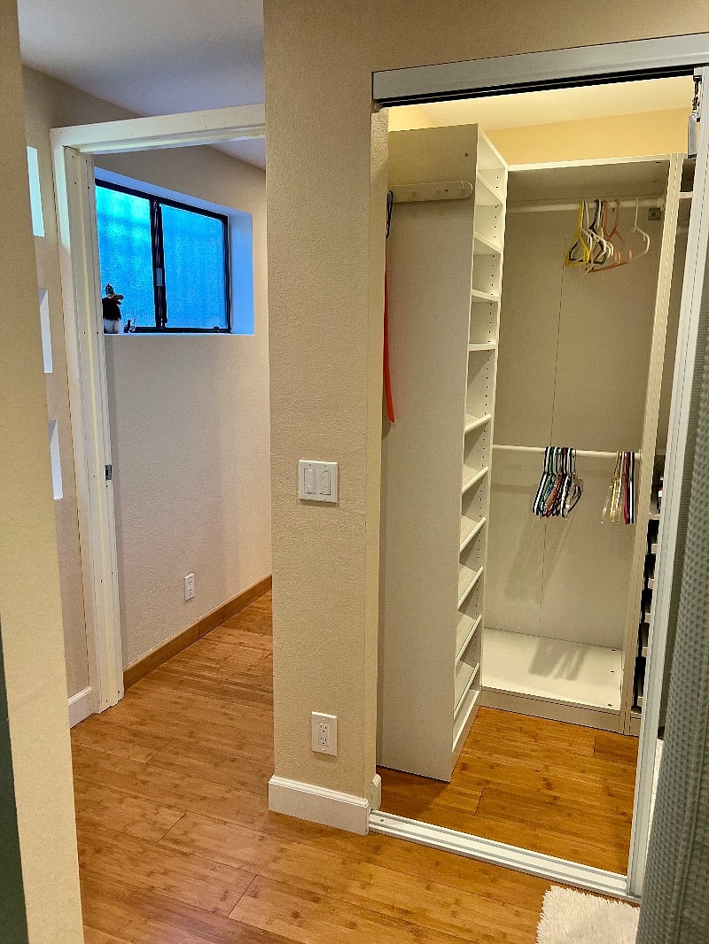 Large walk in closet, so much storage!