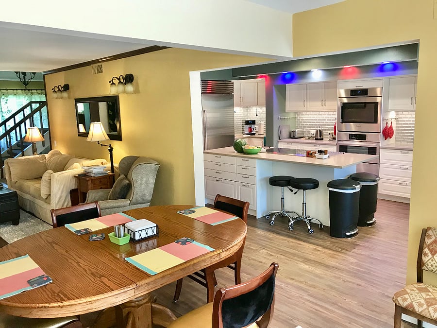 Shared kitchen dining and livrm