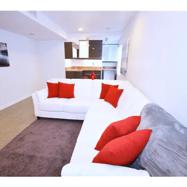 SUITE Living Room also has a 65" flat screen TV