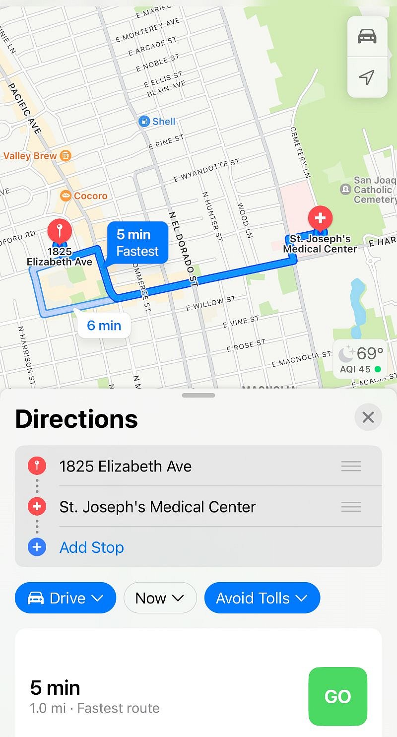 Distance to St Josephs 