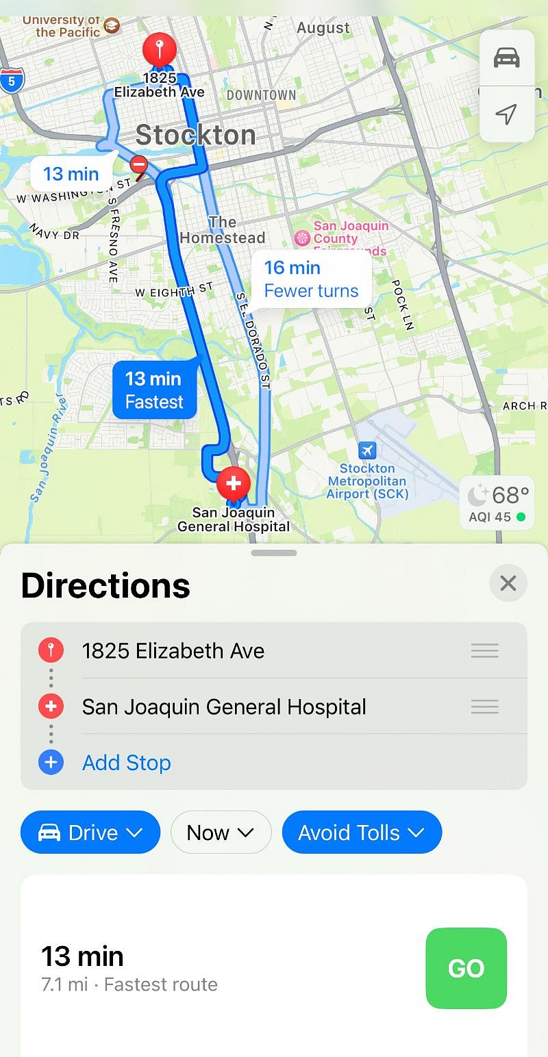 Distance to SJ County Hospital 
