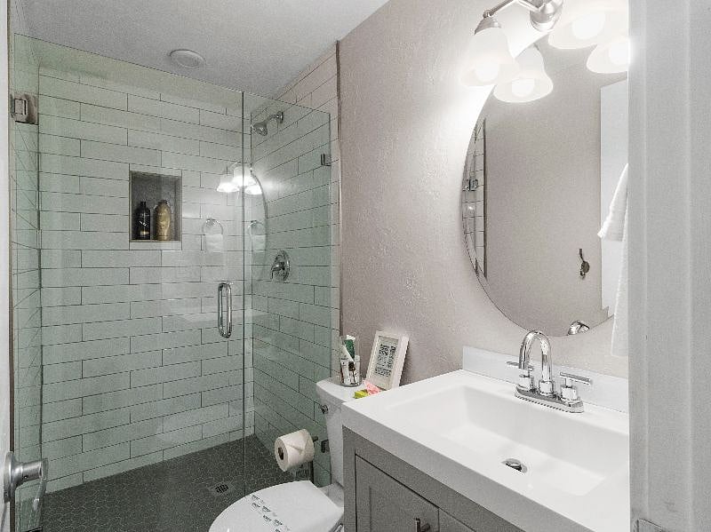 Basement bathroom with large shower
