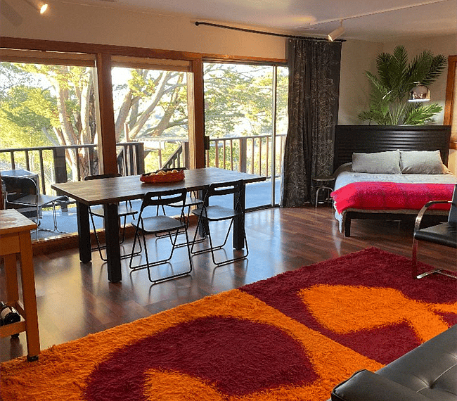 Looking out onto private balcony