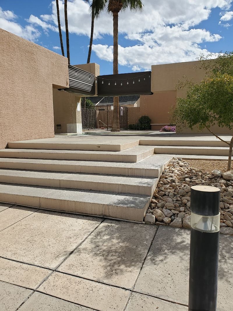 Steps to pool area.