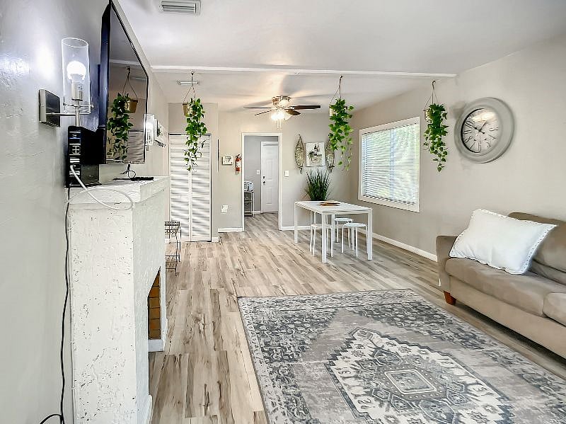 Your first look into the living room after leaving the office area/entry way.L