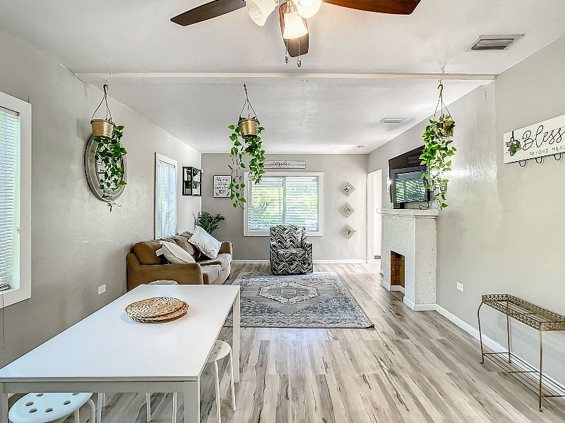 A full view of both the dining and living room area before we move on into the kitchen.