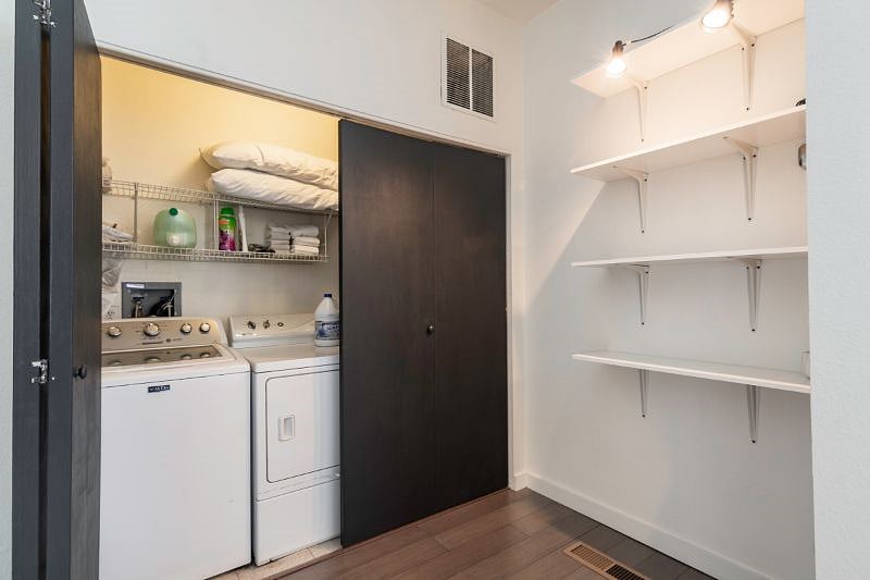 Washer and dryer closet.