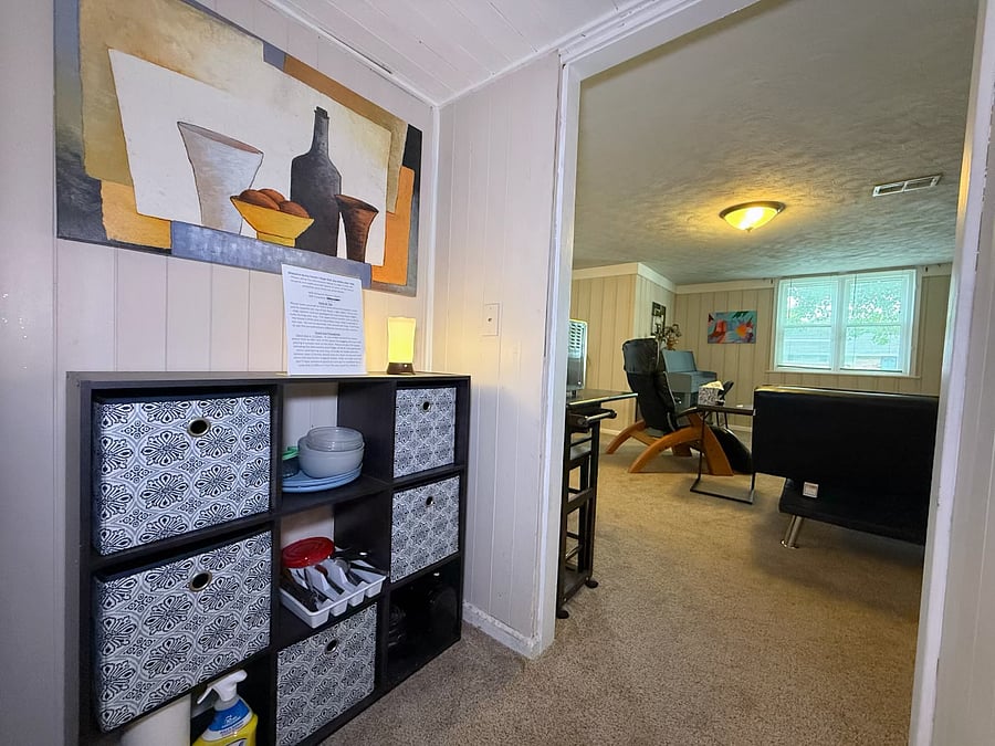 Kitchenette Supply Area with Check In Flyer