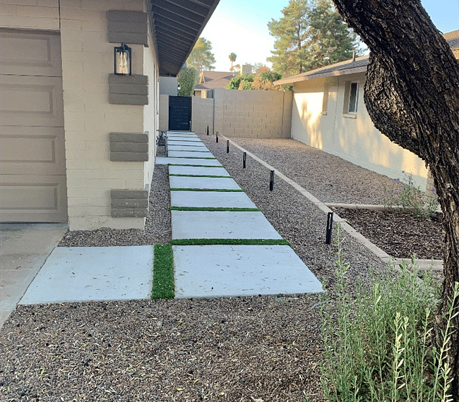 Your own private entrance, lights along the whole pathway. Black gate is your own entrance.