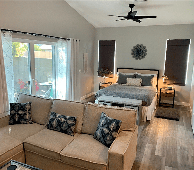 View from the living room to bedroom.