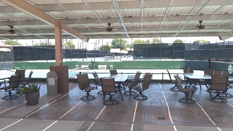 Grill next to tennis courts