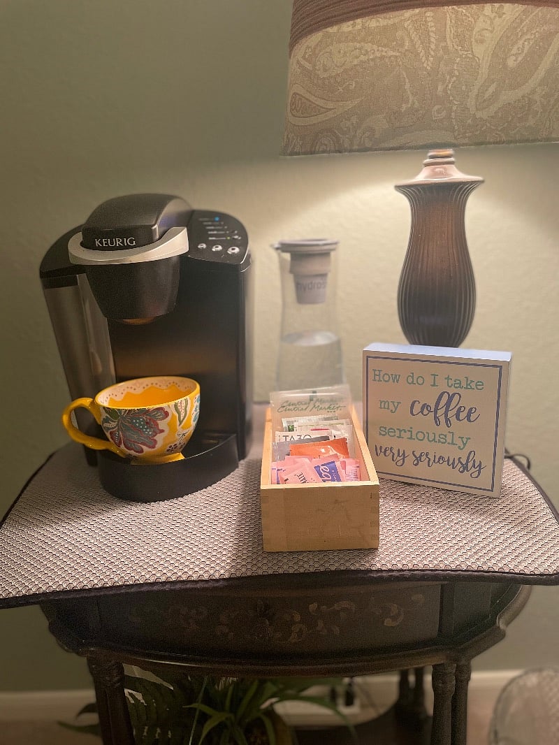 Did we mention there's a coffee maker inside your room-- Kurig with water filter pitcher