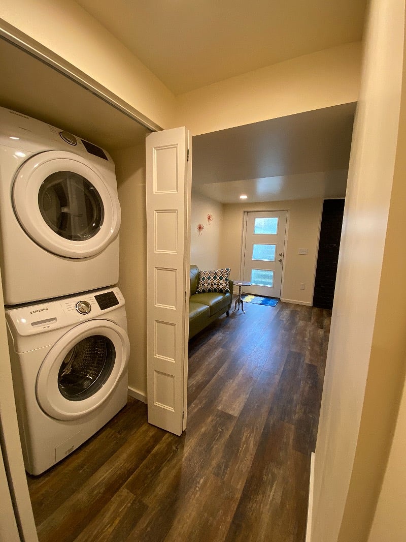 Full size washer and dryer in the unit.