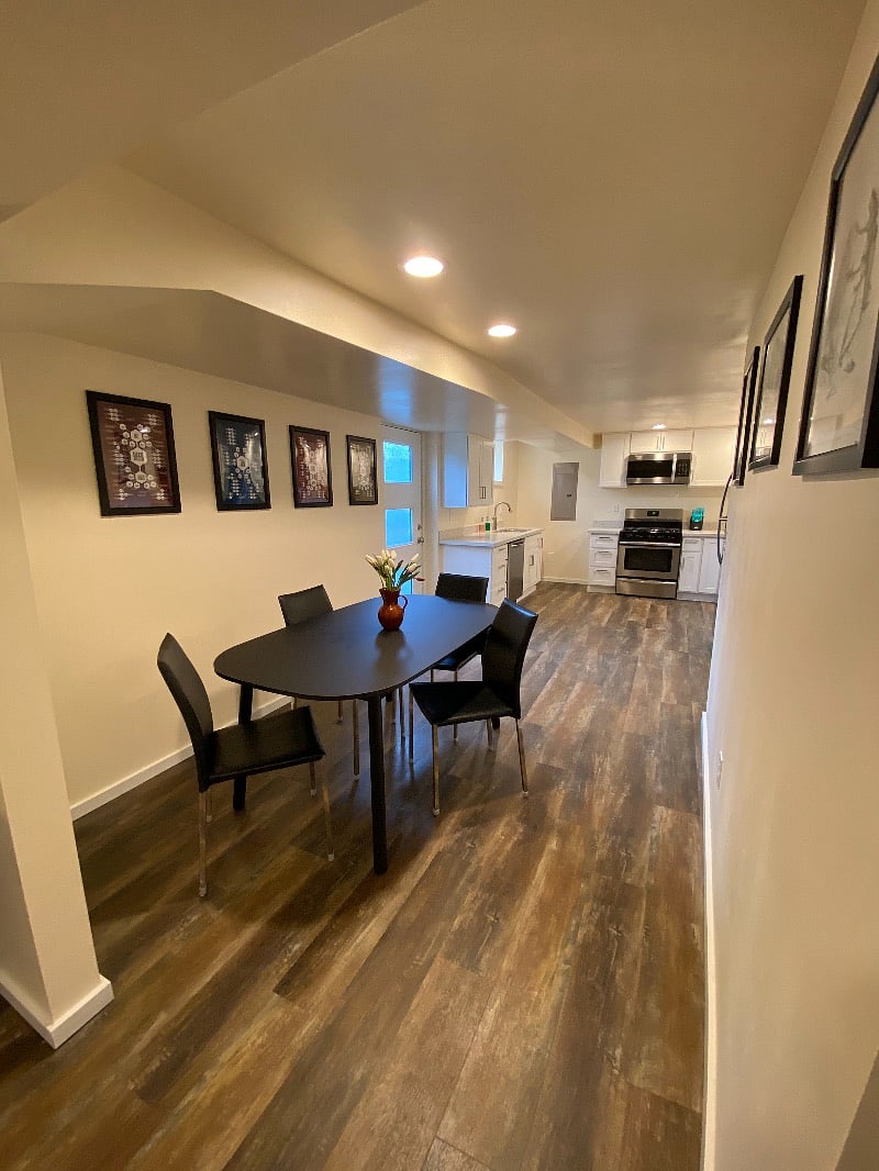 Dining room is open to living room and kitchen.