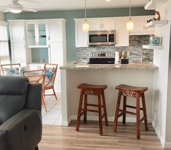 Kitchen , living and dining 