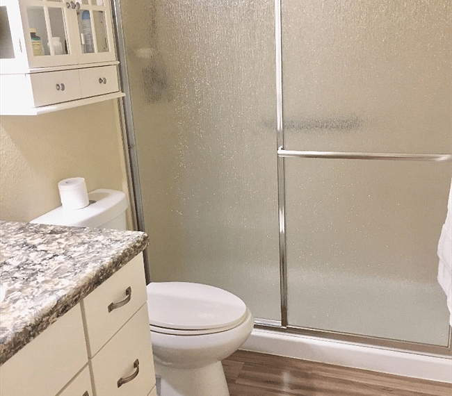 Bathroom 2, walk-in shower.