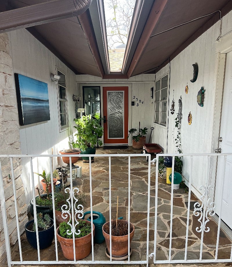 Front door and patio entree way.