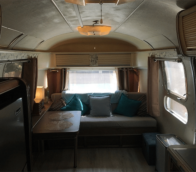 Living room at front of Airstream