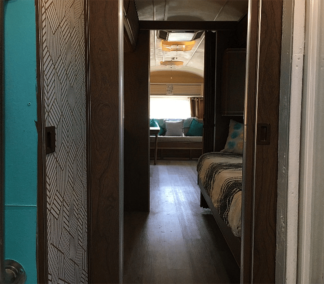 View from bathroom to bedroom
