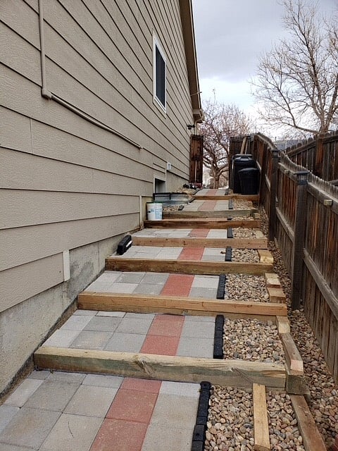 Wide walkway leads to walkout basement units.