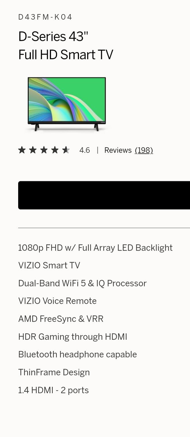 43" Vizio smart tv