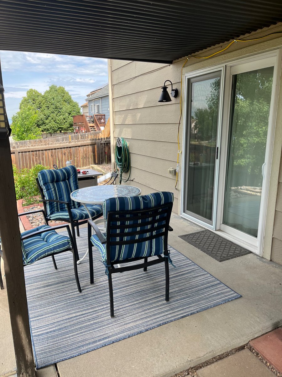 Sliding glass door is your private entrance.