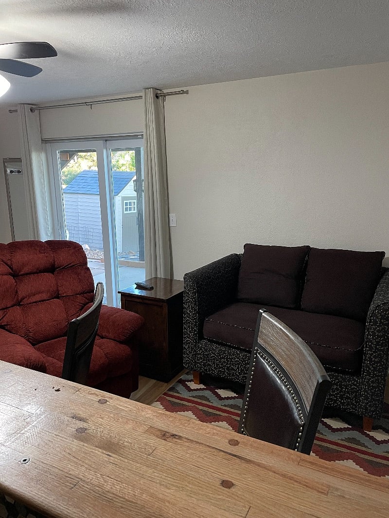 Rocking recliner and loveseat.