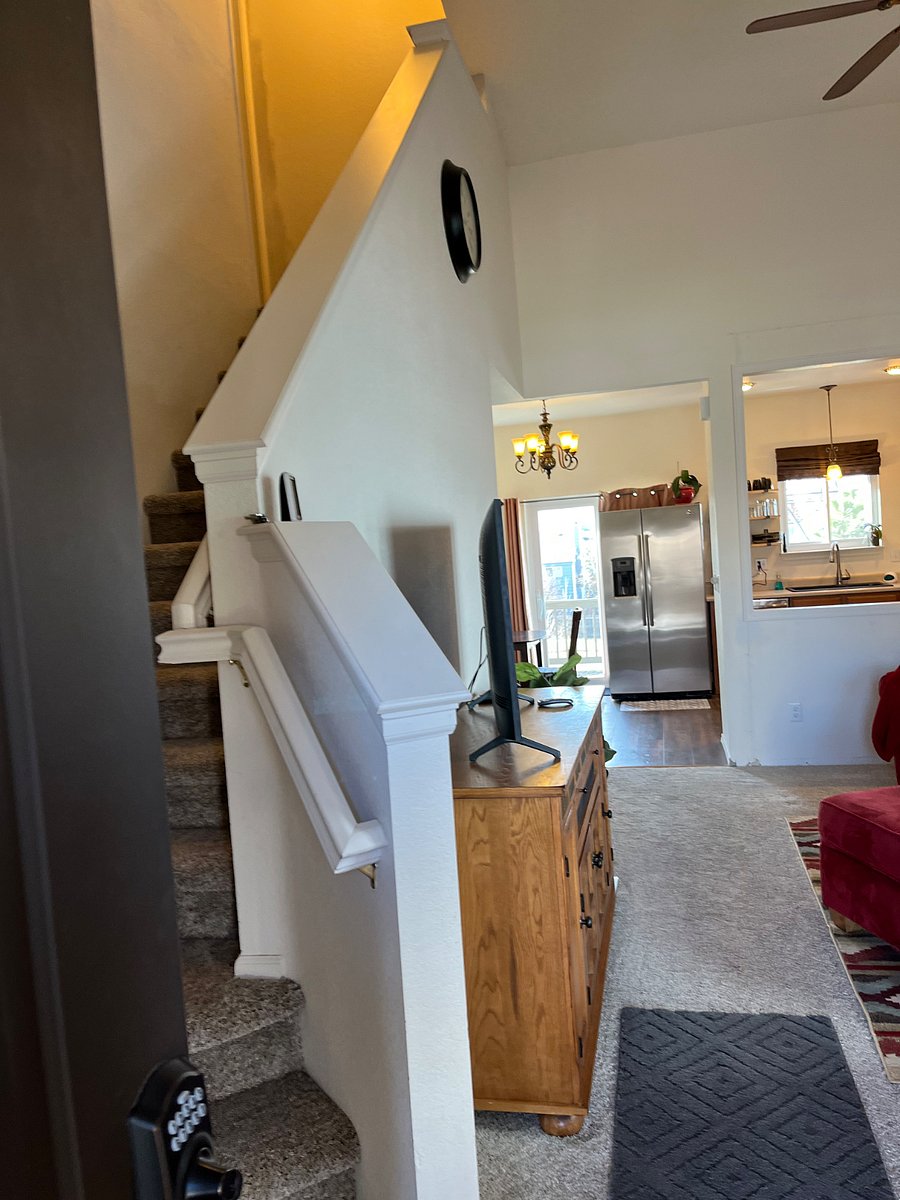 Open concept main floor. Upper floor is not included in the rental space.