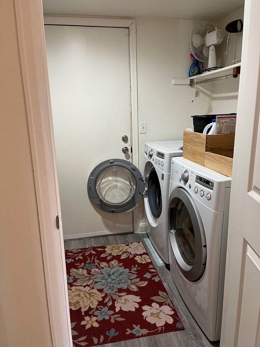 Full size laundry off hallway