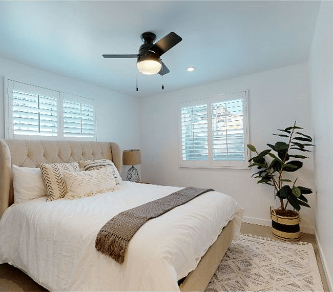 One bedroom, Queen size bed with closet & shutters throughout.