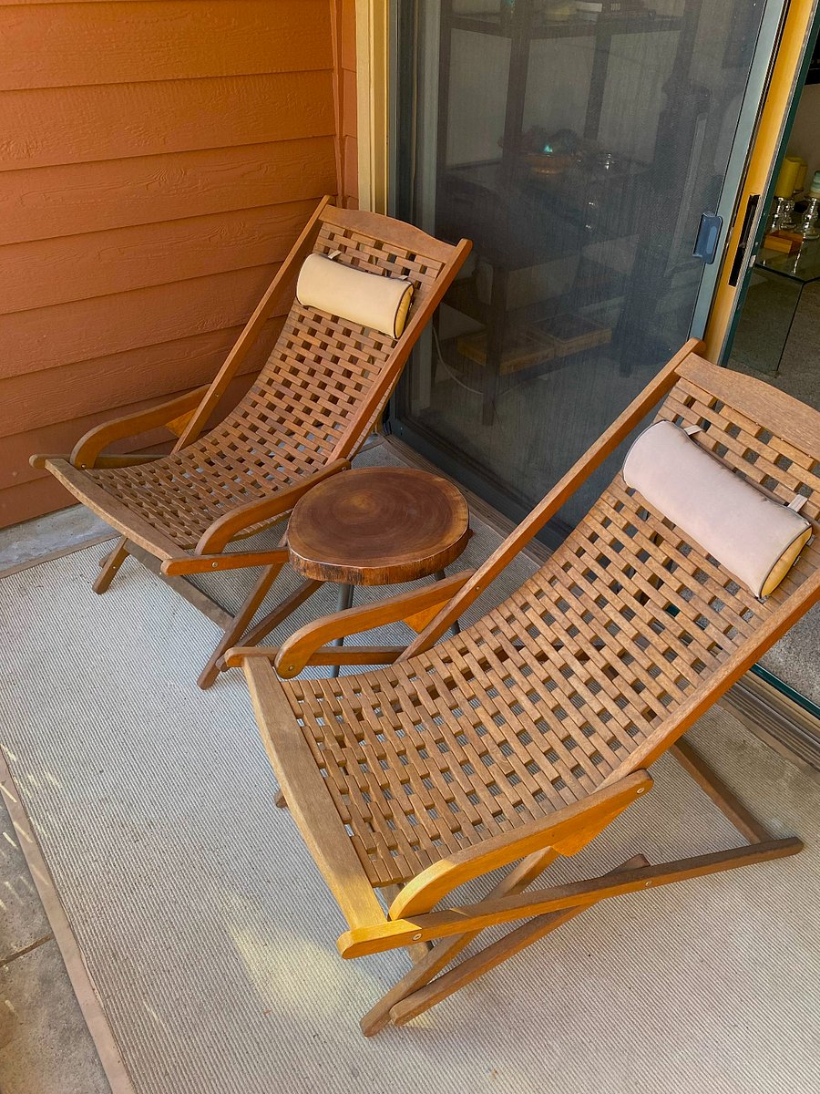 Deck chairs and table