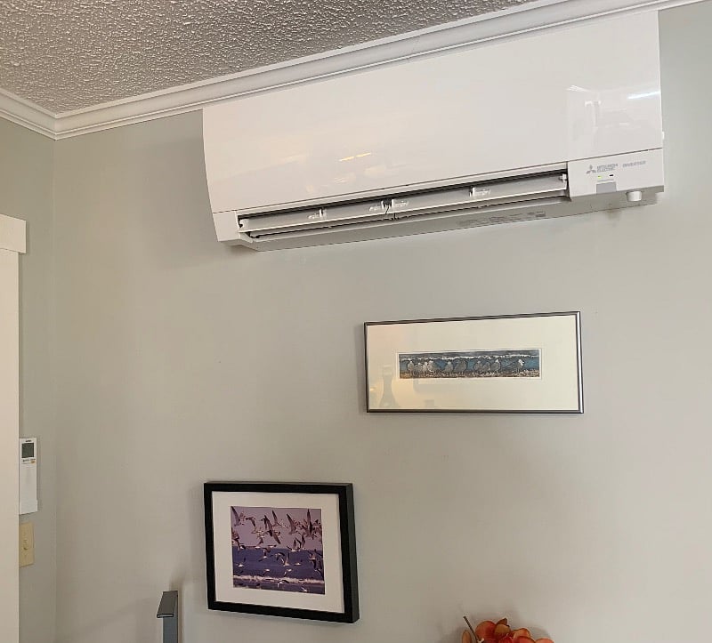 Mini-split allows personalized heating and cooling for this unit only. 