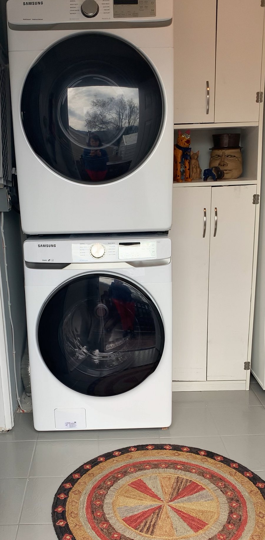Samsung high efficiency washer and dryer located adjacent to the kitchen and accessed via a private door. The laundry room is the only shared space for this rental.