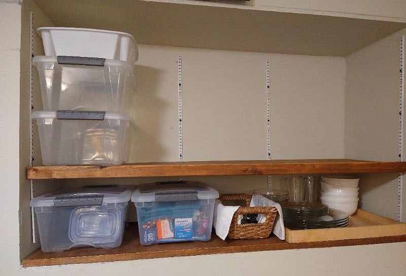 Personal pantry with dishes/storage