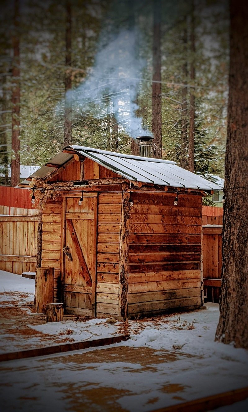Outdoor wood burning sauna!