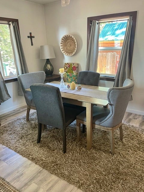 Light filled dining area with expandable table!