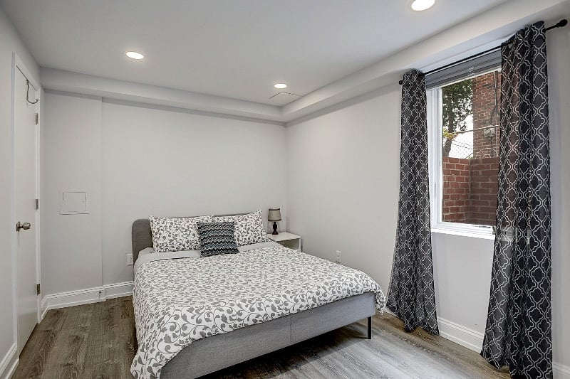Bedroom with full window open.