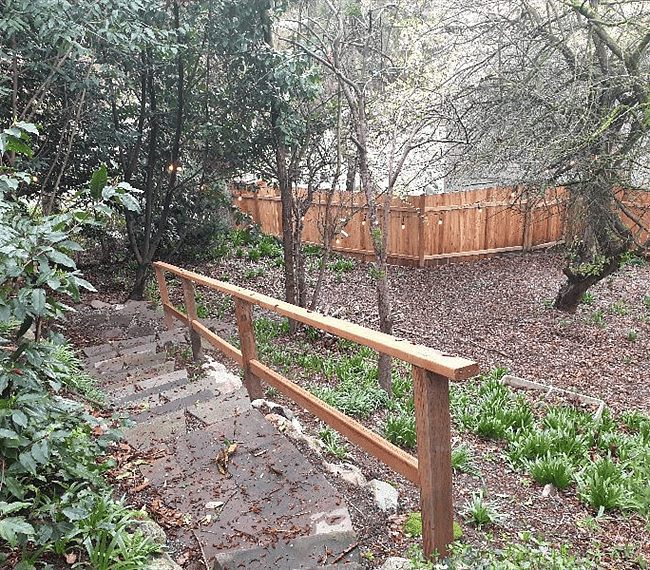 The fully fenced backyard. Additional designated alley parking behind the fence, for guests etc.