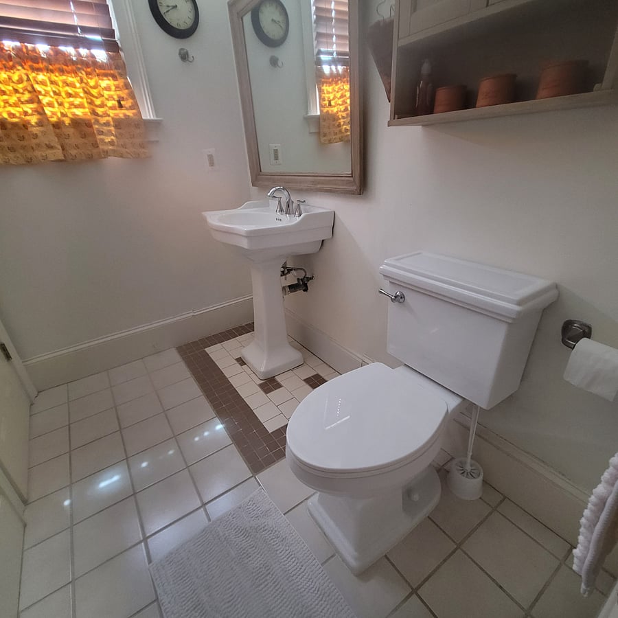 South facing bath with window.