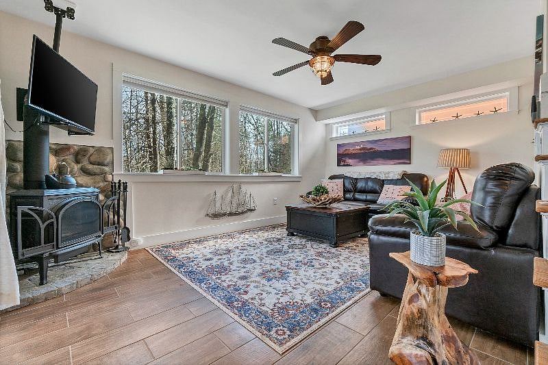 Gas fireplace and smart TV.