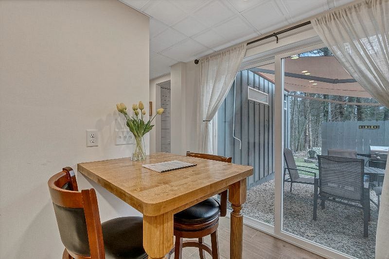 Slider off kitchen to back patio.