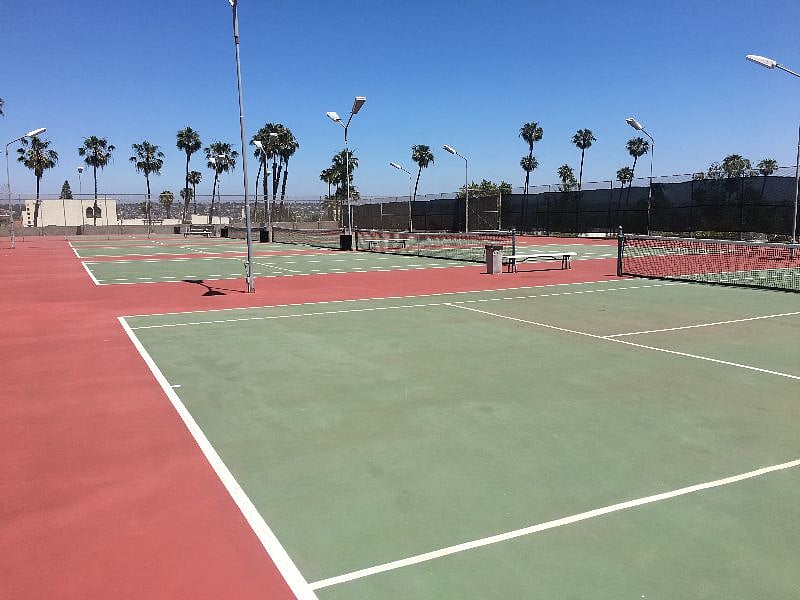 Five tennis courts.