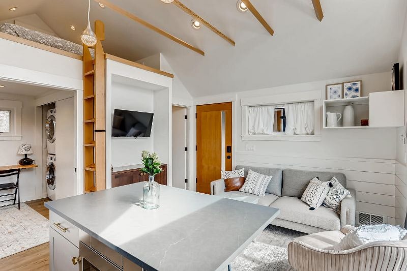 Comfy sofa and a smart TV.