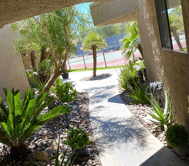 Looking out the front walkway...