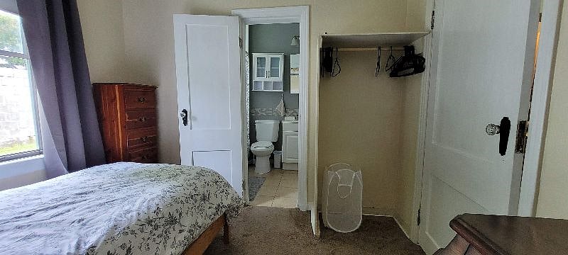 view of bathroom from bedroom.