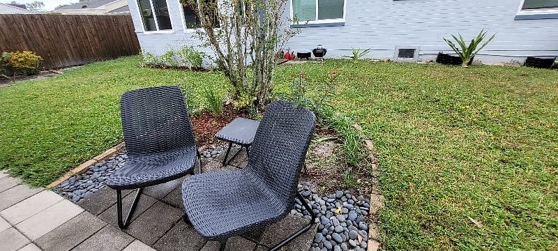 Shared yard with table and chairs