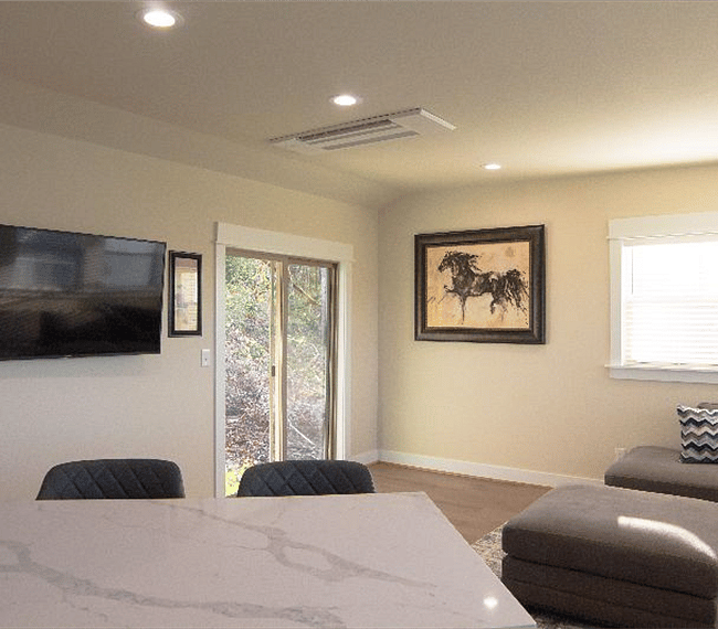 Living room and island
